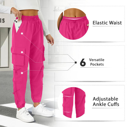 COPYLEAF Parachute Cargo Pants Women with 6 Pockets Quick Dry Hiking Pants
