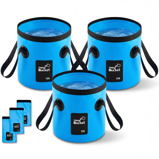 3 Gallon 4 Pack Collapsible Bucket, Foldable Water Bucket with Handles, Portable Camping Buckets for Fishing, Hiking, Cleaning, Outdoor & Travel Use (Multicolor)