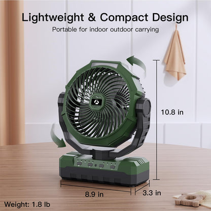 FRIZCOL 3-in-1 Camping Fan - Portable Fans Rechargeable - 24000mAh Battery Powered Fan with Light & Remote for Indoor, Outdoor, Tent, Travel, Fishing, Jobsite, Gifts for Men Dad Him - Orange