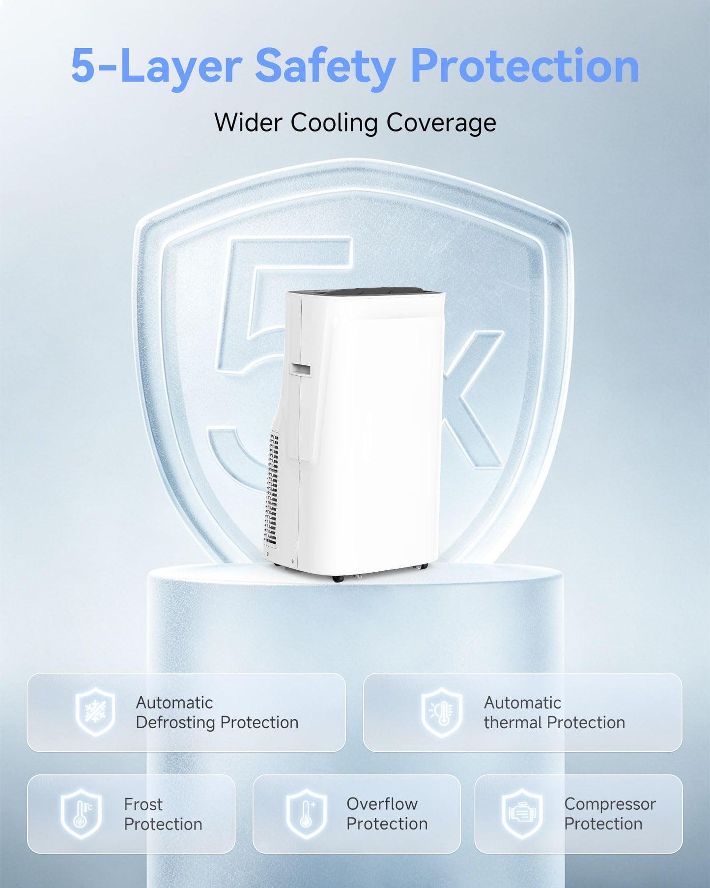 Portable Air Conditioner, 3-in-1 8500 BTU AC Unit with Fan & Dehumidifier – Quiet Cooling for Bedroom, Home Office up to 450 sq.ft, Includes Complete Window Mount Kit