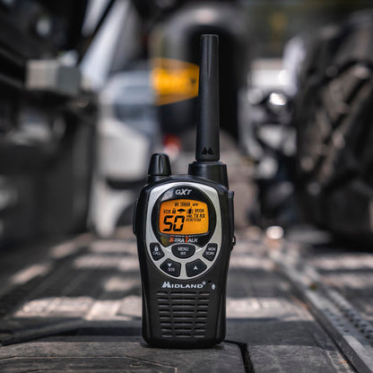 Midland GXT1000X3VP4 GMRS Two-Way Radio (50-Channel, Long Range, 142 Privacy Codes, SOS, NOAA, Rechargeable Nickle Battery, Black/Silver, 3-Pack)