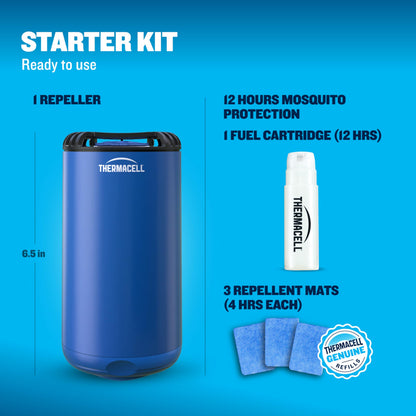 Thermacell Fuel-ZoneGuard Base Fuel Powered Mosquito Repeller; 15-Foot Zone of Scientifically Proven Outdoor Protection; Patio Shield; 12-Hr Refill; DEET-Free; Bug Spray Alternative; Glacial Blue