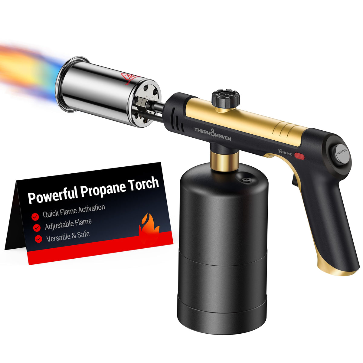 ThermoMaven Propane Torch Gun, One-Touch Max Fire Flame Thrower, Silver