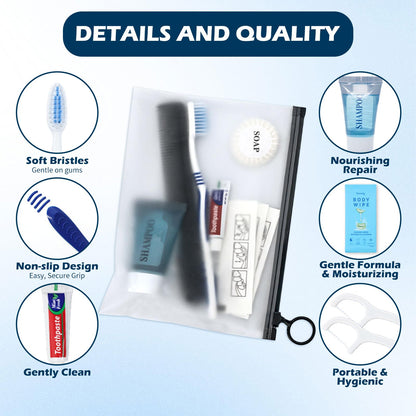 Individually Packed Travel Hygiene Kits, 5, 60 or 100 Count