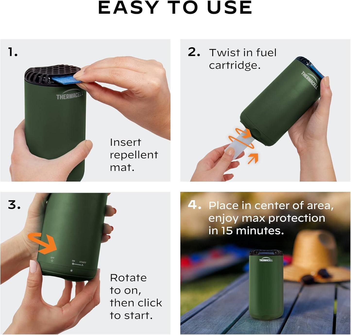Thermacell Fuel-ZoneGuard Base Fuel Powered Mosquito Repeller; 15-Foot Zone of Scientifically Proven Outdoor Protection; Patio Shield; 12-Hr Refill; DEET-Free; Bug Spray Alternative; Glacial Blue