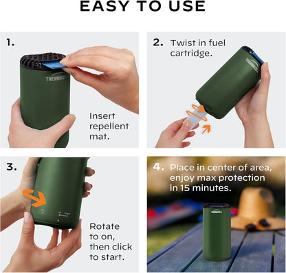 Thermacell Fuel-ZoneGuard Base Fuel Powered Mosquito Repeller; 15-Foot Zone of Scientifically Proven Outdoor Protection; Patio Shield; 12-Hr Refill; DEET-Free; Bug Spray Alternative; Glacial Blue