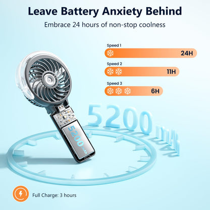 HandFan 5200mAh Rechargeable Handheld Misting Fan, Portable Mister, Royal Blue