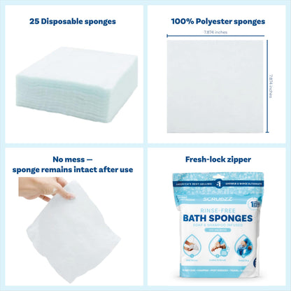 Scrubzz No-Rinse Bathing Wipes, 25 per Pack