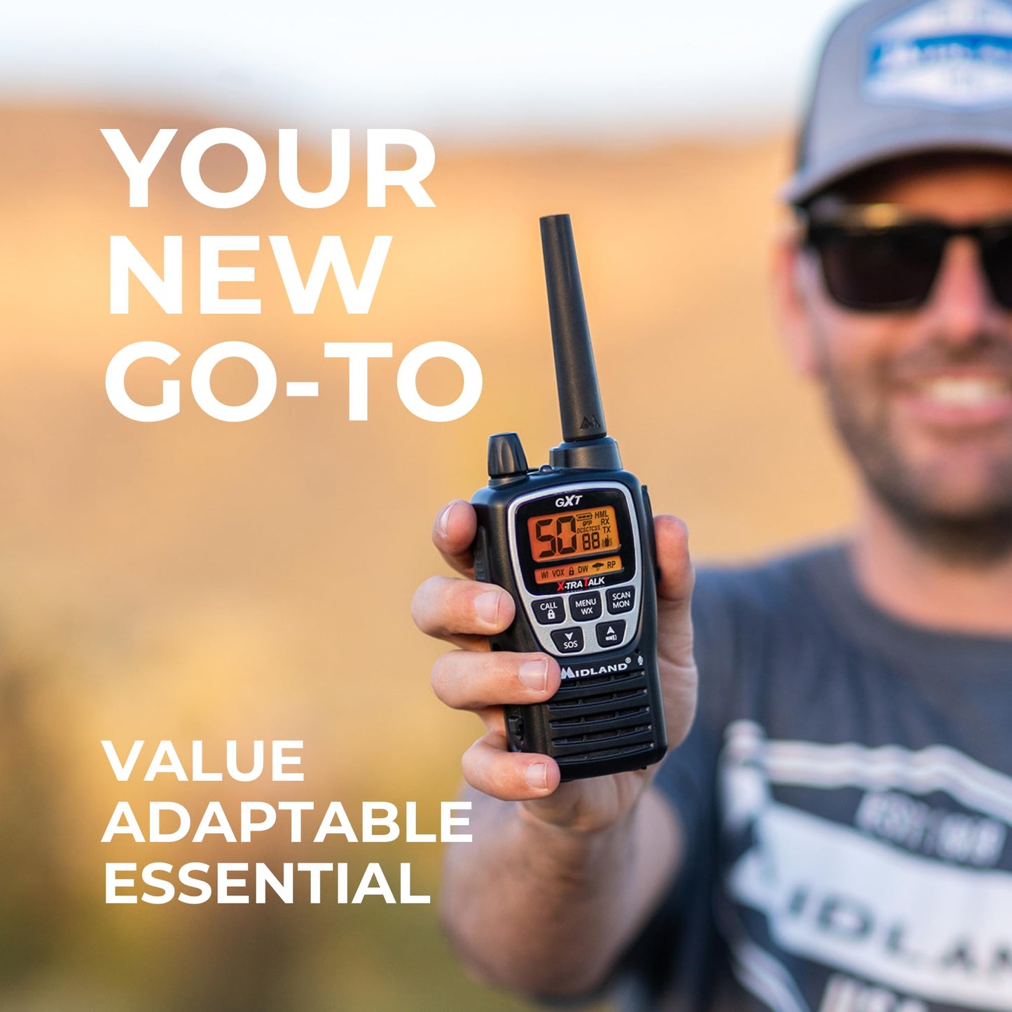 Midland GXT1000X3VP4 GMRS Two-Way Radio (50-Channel, Long Range, 142 Privacy Codes, SOS, NOAA, Rechargeable Nickle Battery, Black/Silver, 3-Pack)