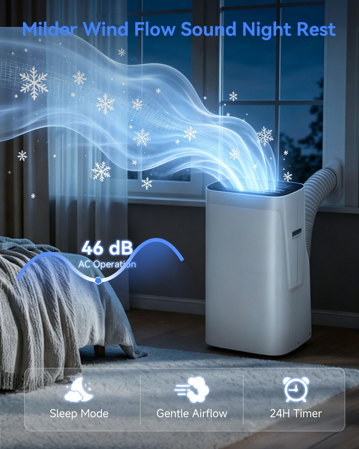 Portable Air Conditioner, 3-in-1 8500 BTU AC Unit with Fan & Dehumidifier – Quiet Cooling for Bedroom, Home Office up to 450 sq.ft, Includes Complete Window Mount Kit