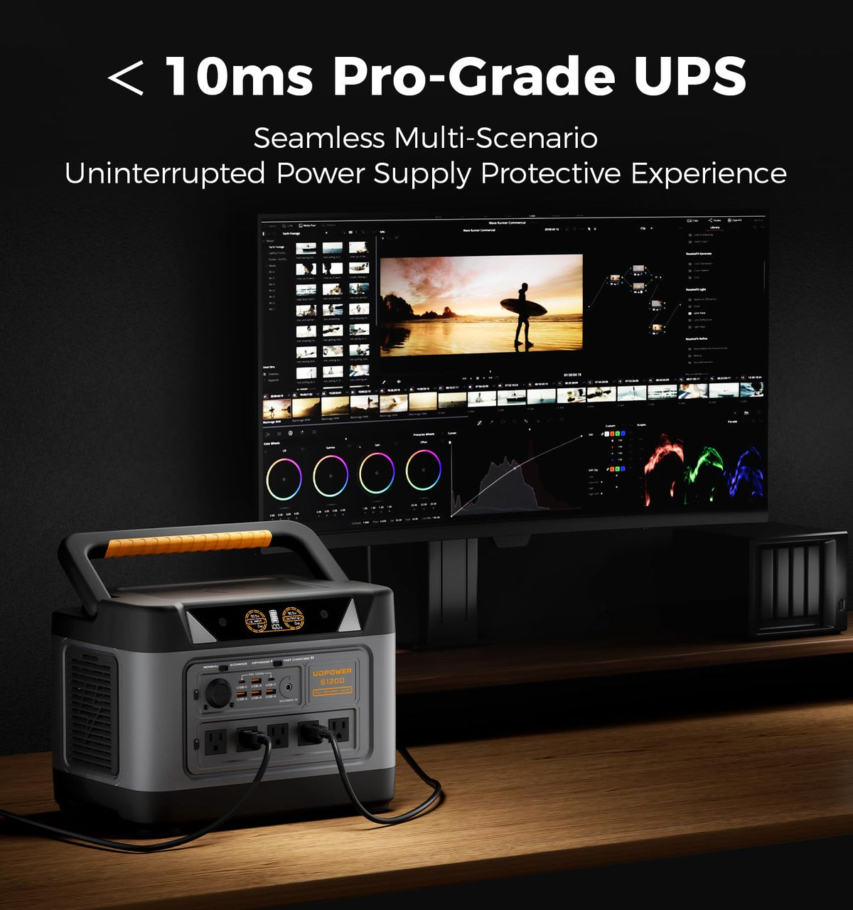 UDPOWER S1200 Solar Generator Kit, 1190Wh, 1200W, with 120W Panel