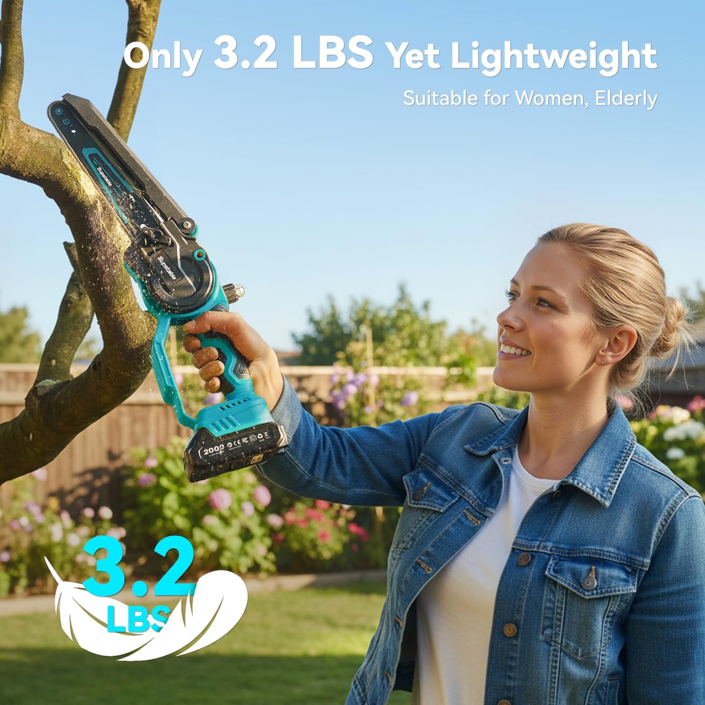 Mini Chainsaw Cordless, 8 Inch & 6 Inch Electric Chainsaw Battery Powered, 1000W Brushless Handheld Power Chain Saw with 2 Batteries, Small Tree Saw for Branch Trimming Wood Cutting