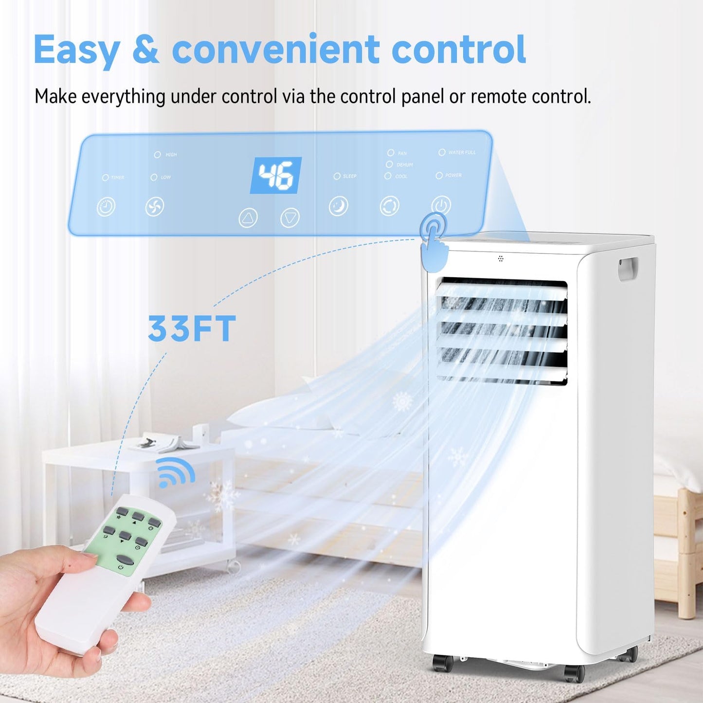 Portable Air Conditioner, 3-in-1 8500 BTU AC Unit with Fan & Dehumidifier – Quiet Cooling for Bedroom, Home Office up to 450 sq.ft, Includes Complete Window Mount Kit