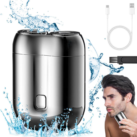 2026 New Model Mini Dual-Head Electric Shaver, Electric Mini Portable Razor, Pocket Size Washable Double Head Razor, Rechargeable Waterproof Compact Electric Shaver for Home, Car, Travel (Blue)