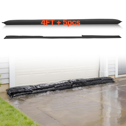 VEVOR Flood Barrier, 10-Pack, 5 × 0.7 ft Water-Activated Sandless Bags with Bucket