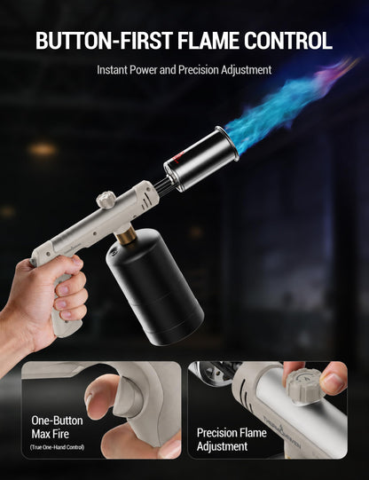 ThermoMaven Propane Torch Gun, One-Touch Max Fire Flame Thrower, Silver