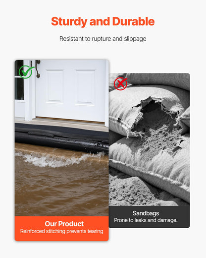 VEVOR Flood Barrier, 10-Pack, 5 × 0.7 ft Water-Activated Sandless Bags with Bucket