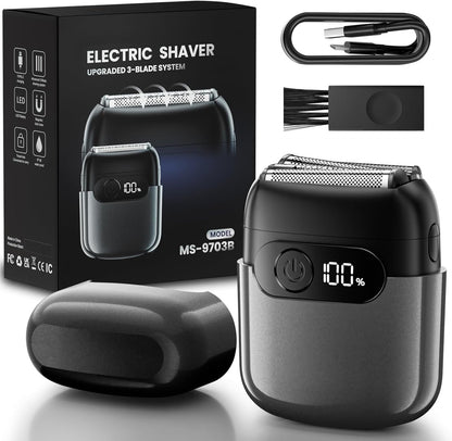 Electric Foil Shaver for Men, Compact 3D Floating Shaving Heads, Electric Razor for Men, IPX8 Waterproof, USB-C Fast Energy, 90-Min Runtime, LED Display, Wet/Dry, Travel Lock Father's Day Gunmetal