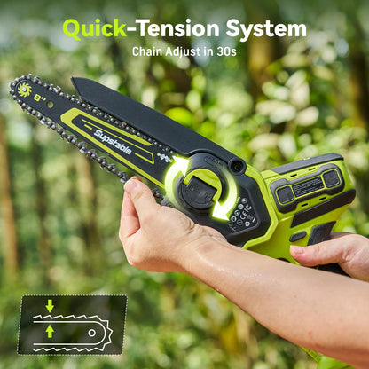 Mini Chainsaw Cordless, 8 Inch & 6 Inch Electric Chainsaw Battery Powered, 1000W Brushless Handheld Power Chain Saw with 2 Batteries, Small Tree Saw for Branch Trimming Wood Cutting