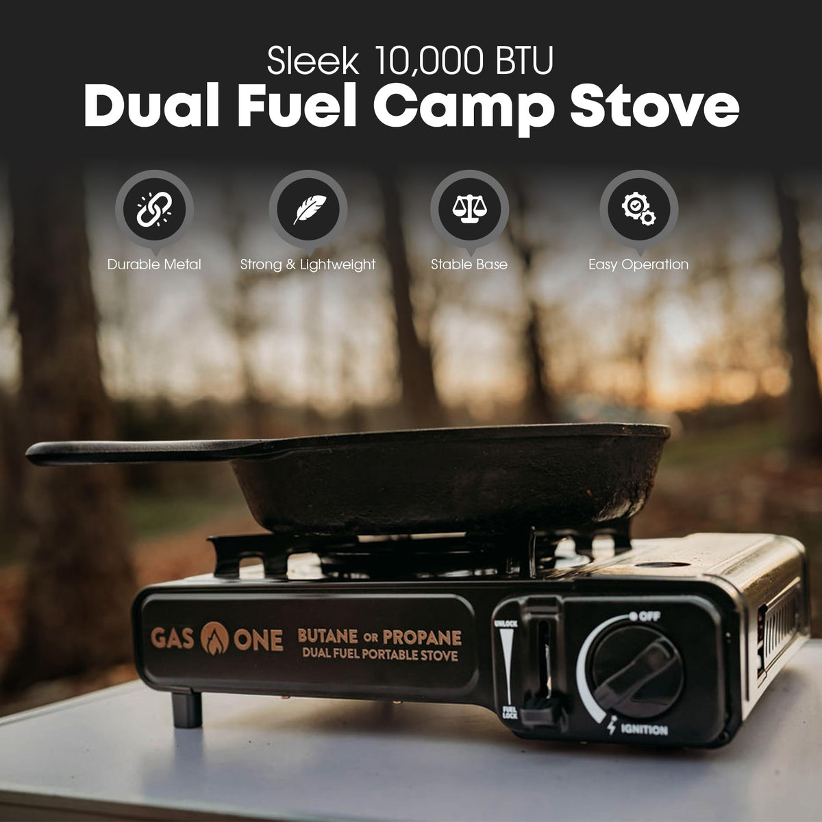 GasOne GS-3400P Dual-Fuel Propane/Butane Camping Stove with Carrying Case