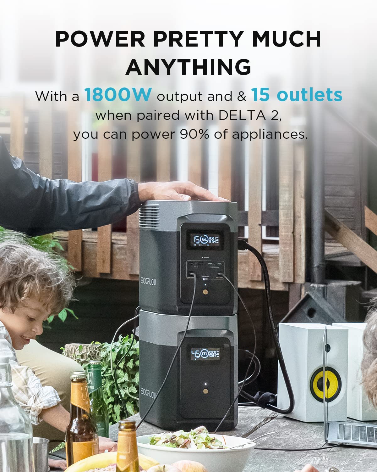 EF ECOFLOW Solar Generator Delta 2 with 220W Solar Panel, 1024Wh LFP(LiFePO4) Battery, 1800W AC/100W USB-C Output, Fast Charging Portable Power Station for Home Backup Power, Camping & RVs