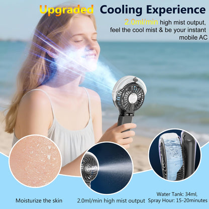 HandFan 5200mAh Rechargeable Handheld Misting Fan, Portable Mister, Royal Blue