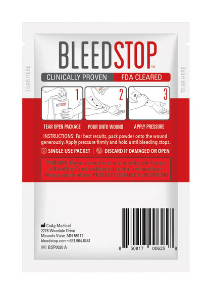BleedStop First-Aid Powder, 4 × 15 g Pouches