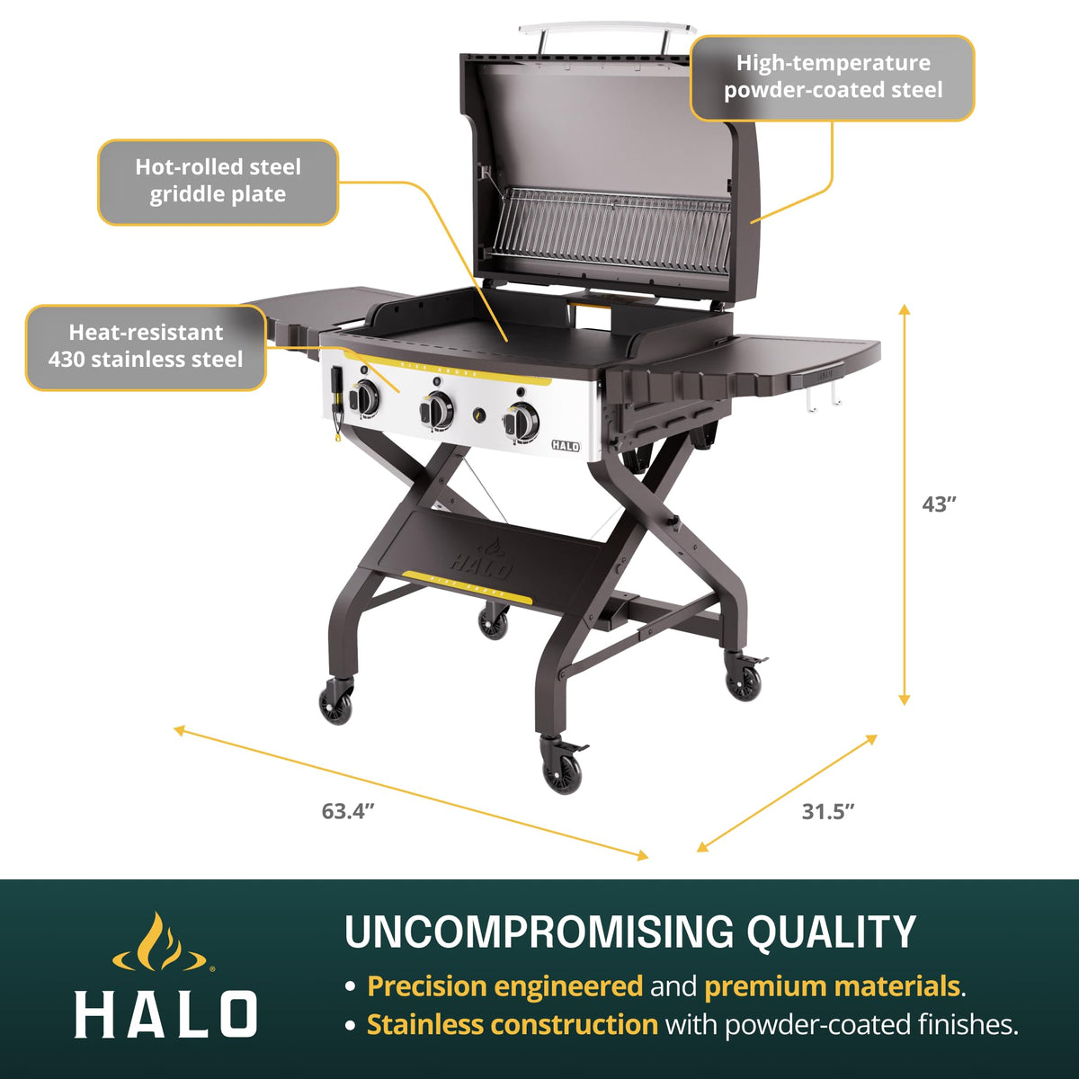 HALO Elite4B Outdoor Griddle, 4-Burner, 720 sq. in. Wind-Resistant Propane Cooking Surface