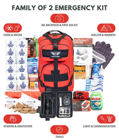 Stealth Angel Survival - 72 Hour Family Emergency Kit - 1-5 Person Survival Bag for Earthquakes, Hurricanes, and Other Natural Disasters