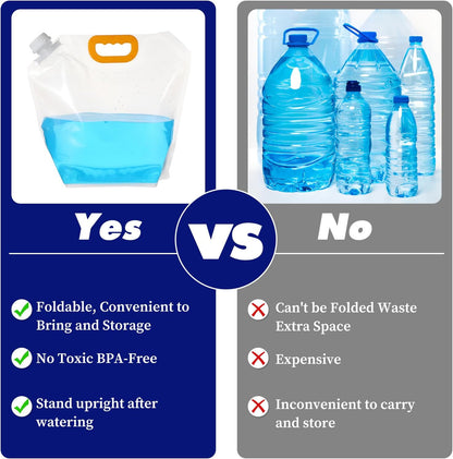 MAQUITA 20 Pcs 1.3 Gallon Foldable Water Emergency Container Bag 26 Gallon Freezable BPA Free Food Grade Clear Plastic Storage Foldable Bottle for Camping Riding