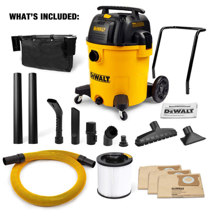 DEWALT DXV05P 5-Gallon Wet/Dry Vac, 4 Peak HP, 1-7/8-Inch Hose, Yellow