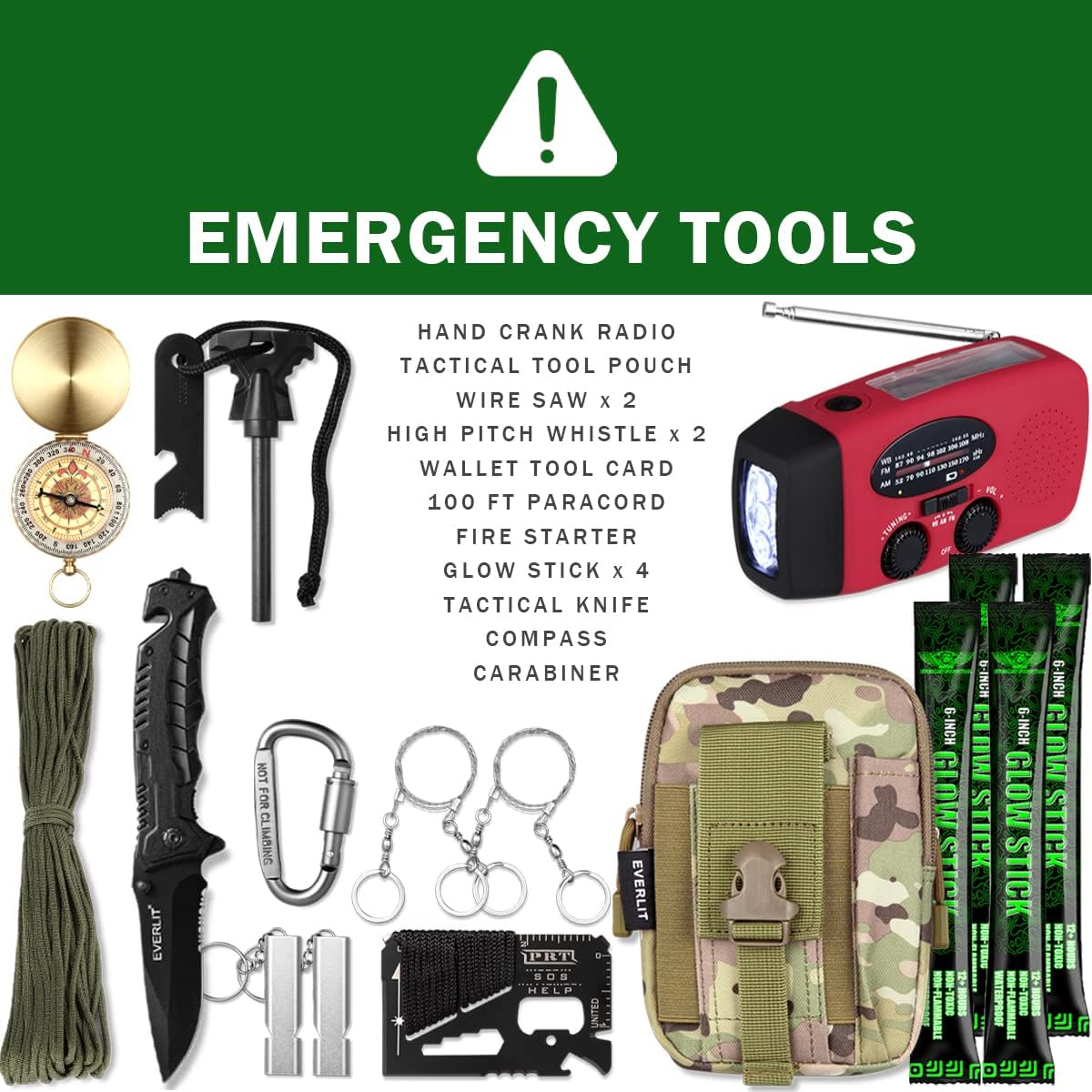 EVERLIT 72-Hour Emergency Bug Out Bag Survival Kit for Earthquakes, Hurricanes & Floods