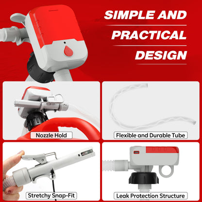 Keimi 5 GPM Cordless Fuel Transfer Pump with Auto-Stop & Hand Trigger Nozzle, Compatible with DeWalt 20V & Milwaukee 18V Batteries, Gas Can Pump for Gasoline/Diesel, 51" Hose & 4 Adapters