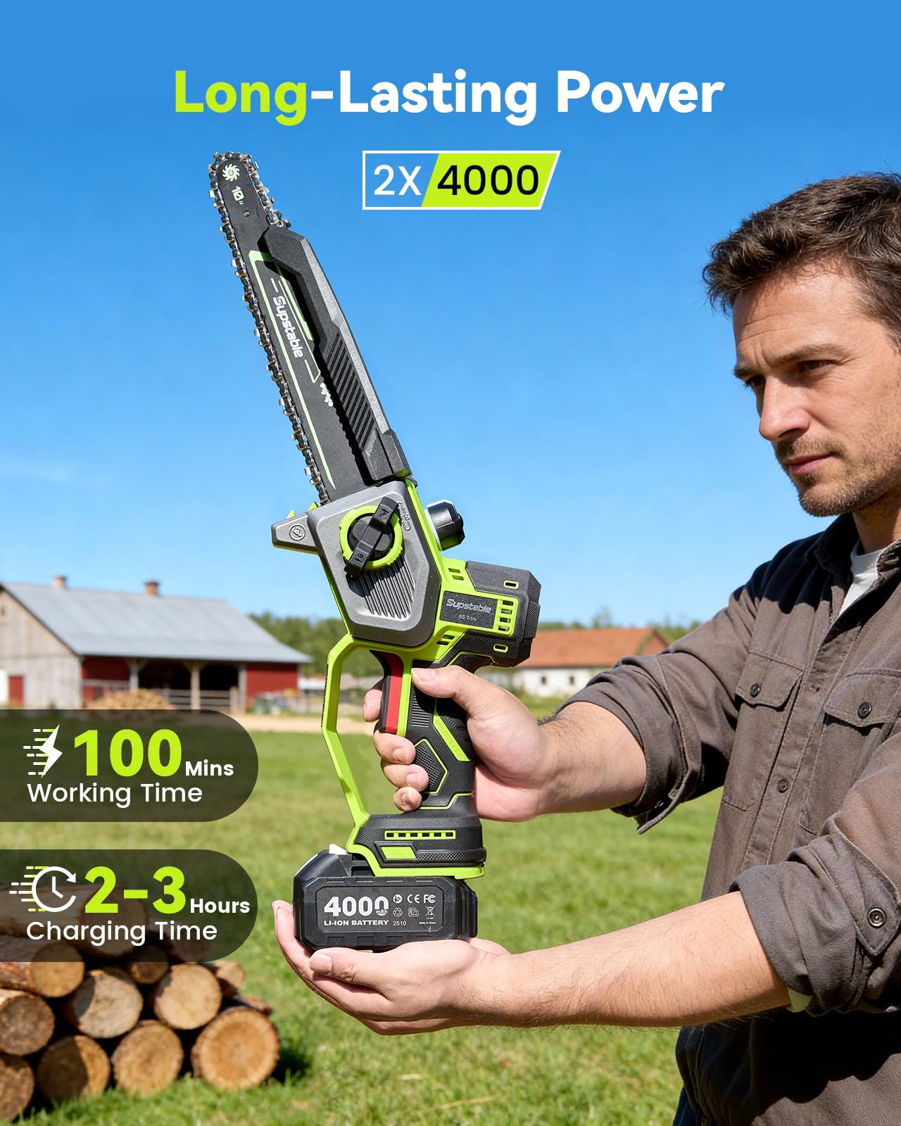 Mini Chainsaw Cordless, 8 Inch & 6 Inch Electric Chainsaw Battery Powered, 1000W Brushless Handheld Power Chain Saw with 2 Batteries, Small Tree Saw for Branch Trimming Wood Cutting