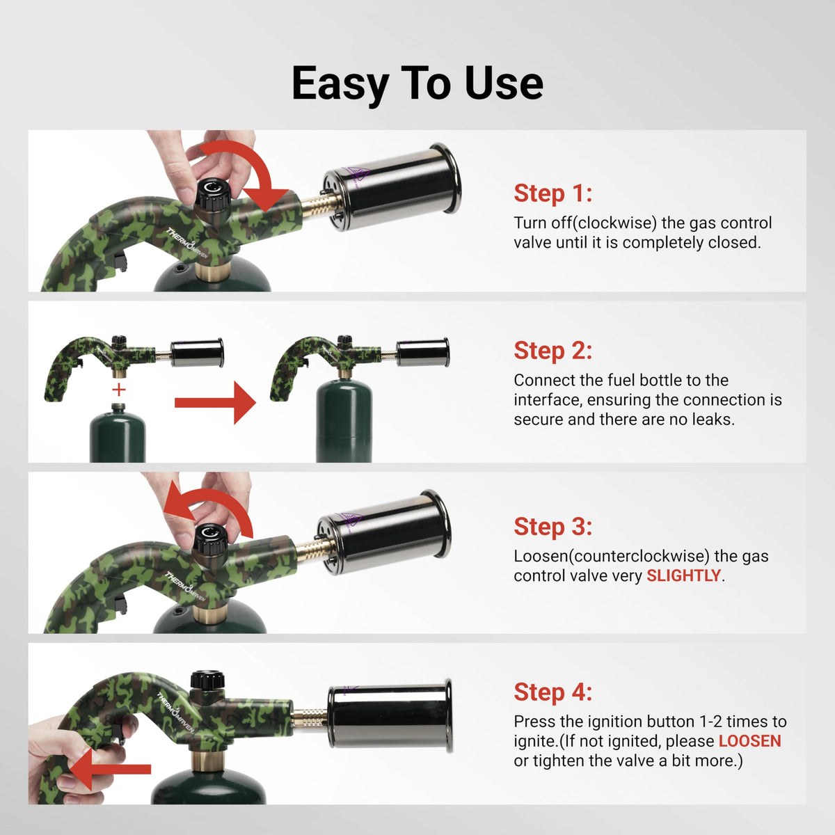 ThermoMaven Propane Torch Gun, One-Touch Max Fire Flame Thrower, Silver