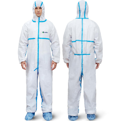 Medtecs Disposable Coverall Suits, Medical Protective PPE, 6 Sizes
