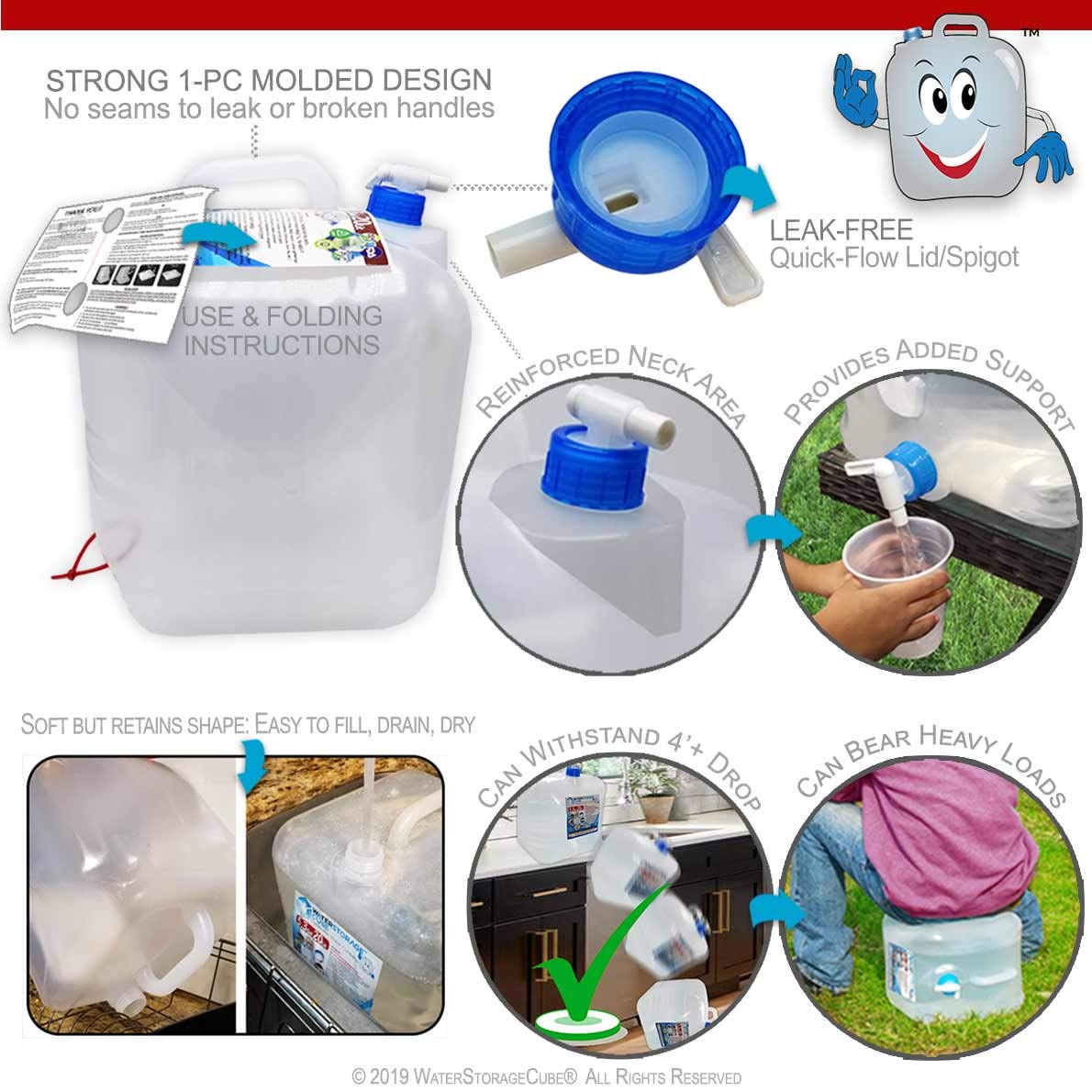 WaterStorageCube Collapsible Water Container with Spigot (5.3 Gal (2-Pack))