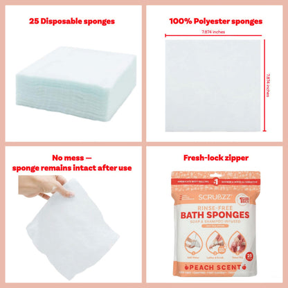 Scrubzz No-Rinse Bathing Wipes, 25 per Pack