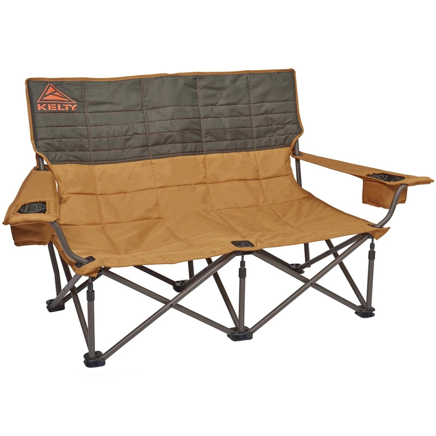 Kelty Low Loveseat Oversized 2-Person Heavy Duty Folding Camp Chair, Double Seat for Soccer Games, Tailgating, Beach Days (Low Height/Dark Shadow)