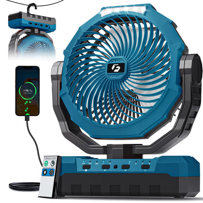 FRIZCOL 3-in-1 Camping Fan - Portable Fans Rechargeable - 24000mAh Battery Powered Fan with Light & Remote for Indoor, Outdoor, Tent, Travel, Fishing, Jobsite, Gifts for Men Dad Him - Orange