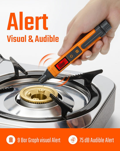 PT199 Natural Gas Leak Detector with Audible/Visual Alarm, Methane & Propane, Orange