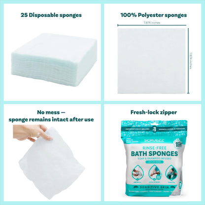 Scrubzz No-Rinse Bathing Wipes, 25 per Pack
