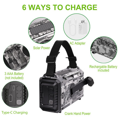 Raynic Emergency Radio, 5000mAh, Solar Hand-Crank AM/FM/SW/NOAA, Charger & Flashlight
