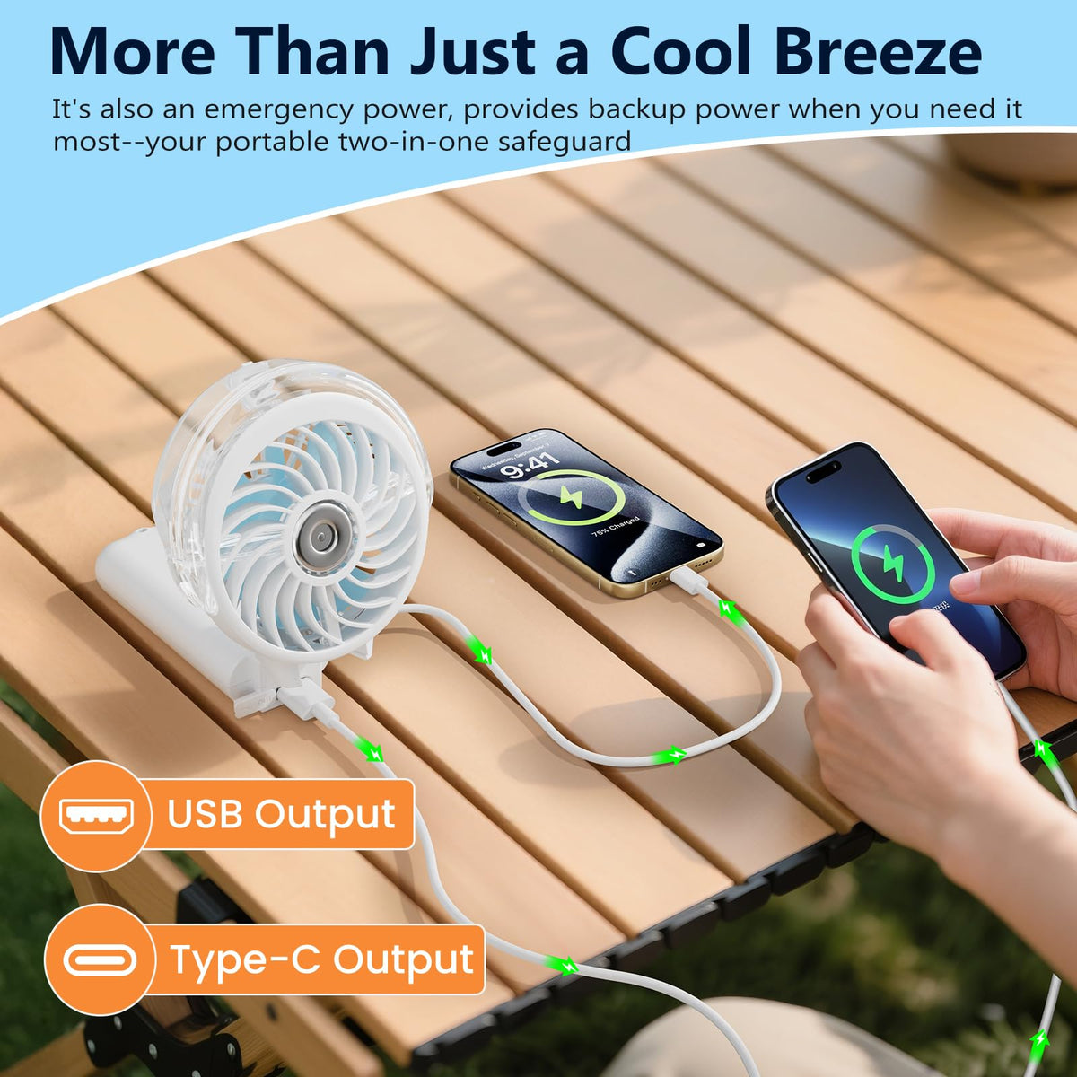 HandFan 5200mAh Rechargeable Handheld Misting Fan, Portable Mister, Royal Blue