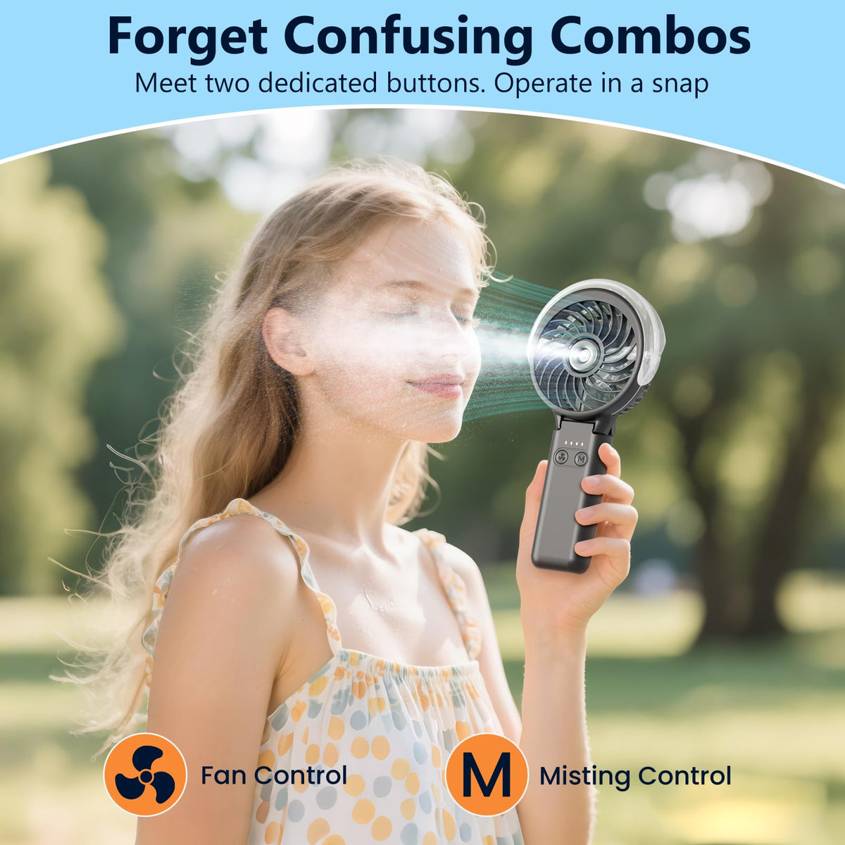 HandFan 5200mAh Rechargeable Handheld Misting Fan, Portable Mister, Royal Blue