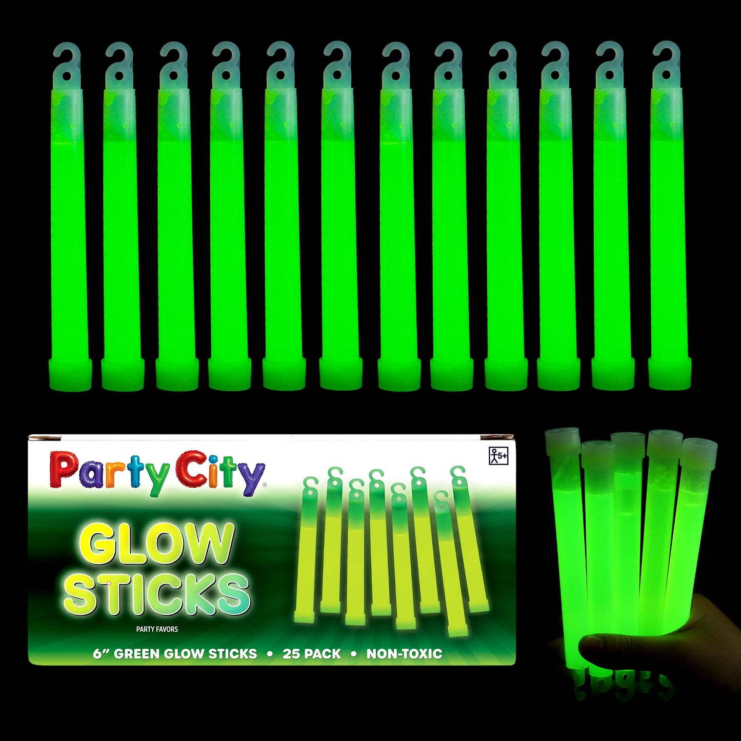 Party City Multicolor Glow Sticks Bulk Pack 6”- 12pk Glow in the Dark Sticks for Kids, Waterproof Camping Survival Ultra Bright Emergency Light Stick with String, Neon Glowsticks Party Supplies Favors