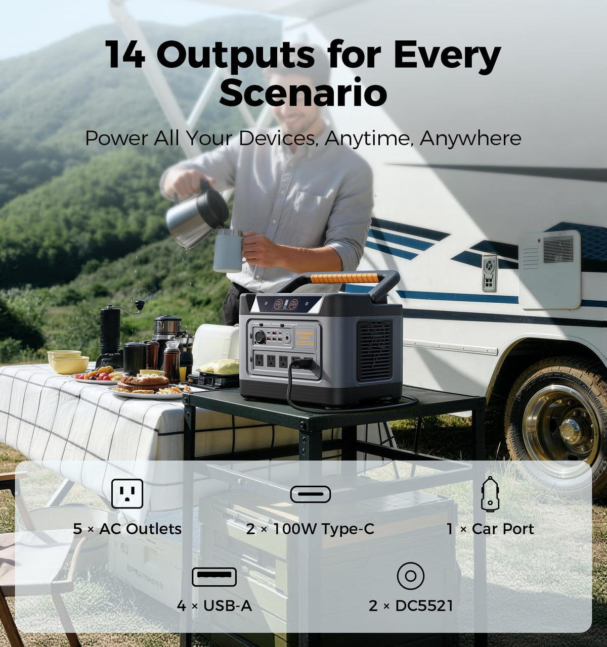 UDPOWER S1200 Solar Generator Kit, 1190Wh, 1200W, with 120W Panel