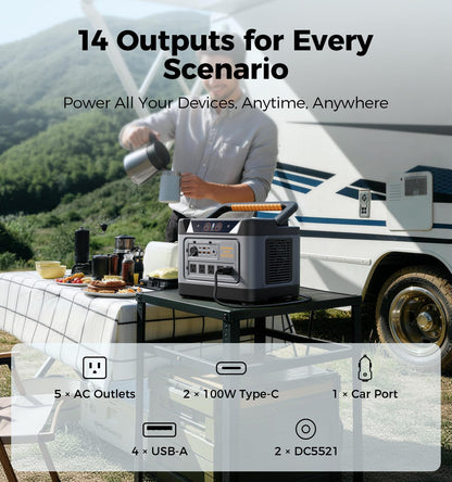 UDPOWER S1200 Solar Generator Kit, 1190Wh, 1200W, with 120W Panel
