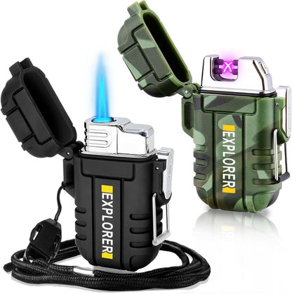Laffizz Waterproof Outdoor Lighter, Dual Arc or Butane Torch