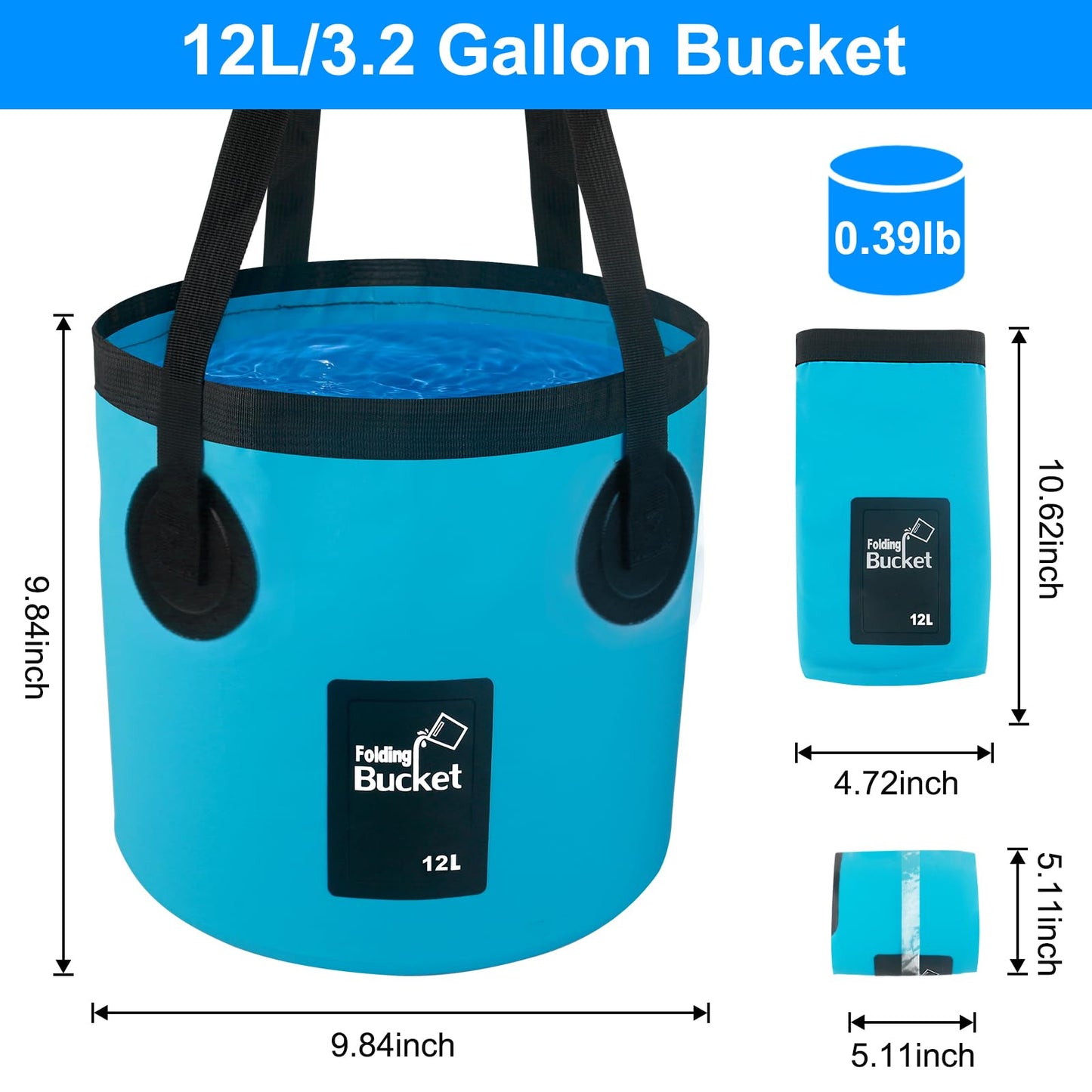 5 Gallon Collapsible Bucket with Handle, Car Wash Bucket Foldable Water Storage Container for Camping Fishing Beach Gardening, Portable Laundry Wash Basin for RV Cleaning Supplies Swamp Emergency Prep